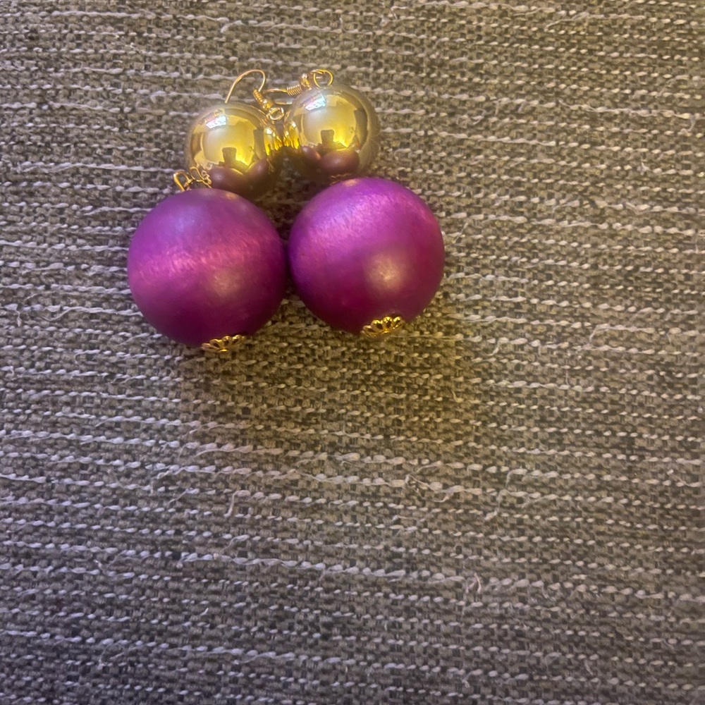 Purple and Gold Beaded Earrings